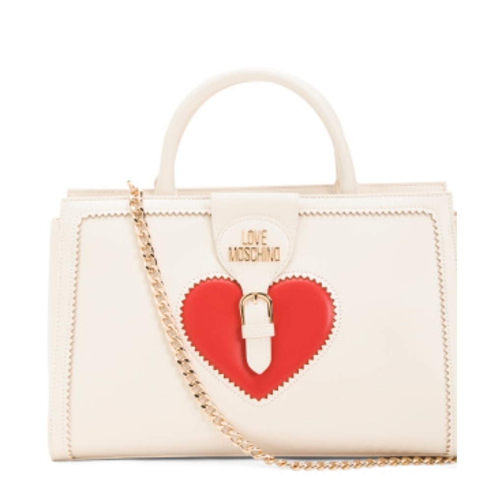 Love Moschino Ivory and Red Heart Bag